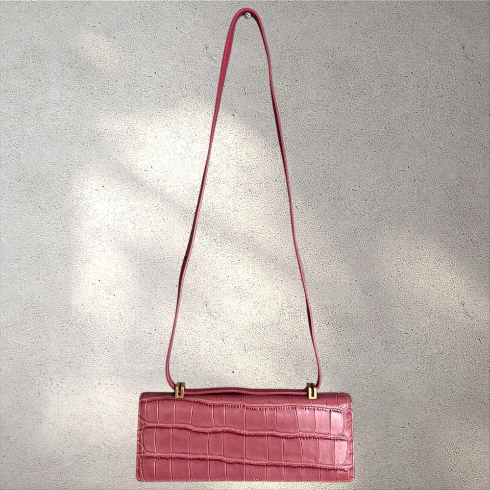 APEDE MOD Pink Embossed Baguette Bag Shoulder Crossbody - Picture 7 of 11